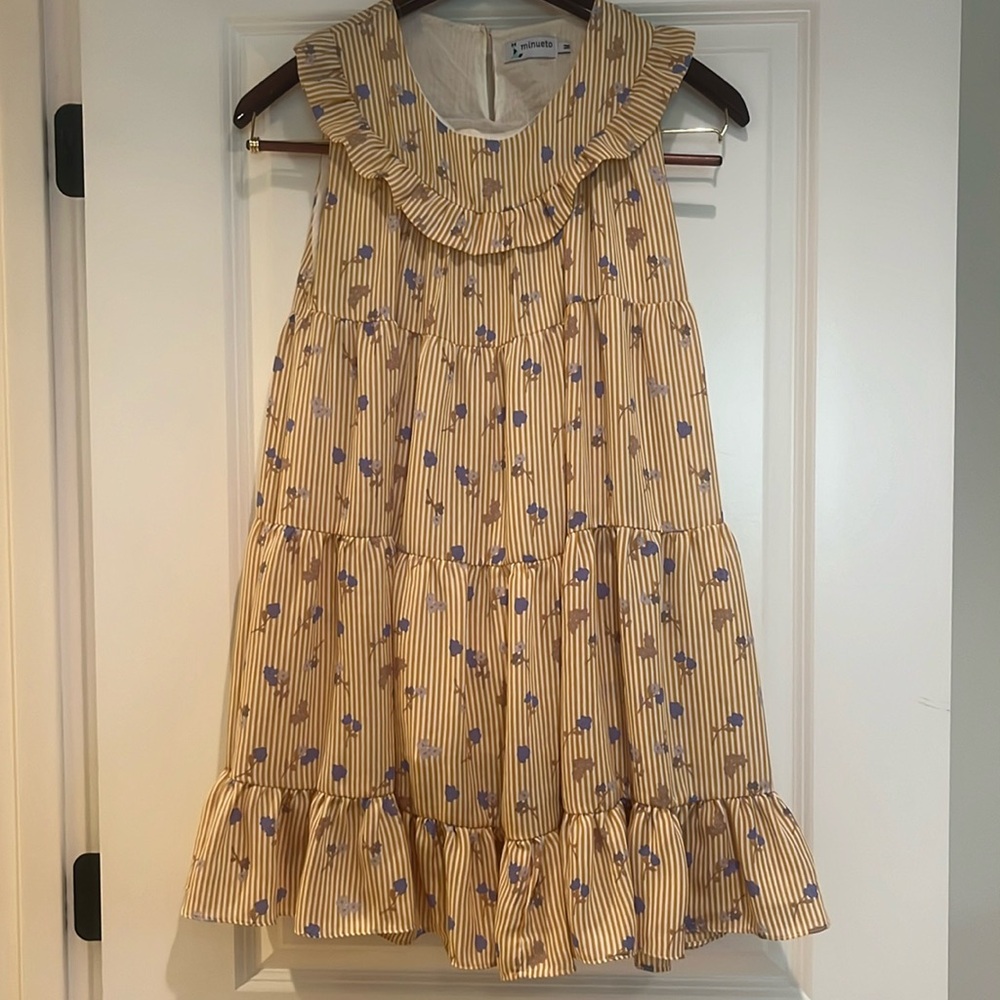 Minueto striped tiered sleeveless dress.